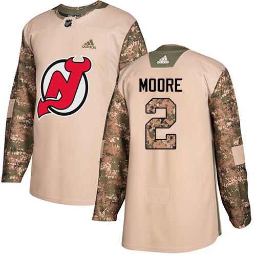 Adidas Devils #2 John Moore Camo Authentic Veterans Day Stitched NHL Jersey